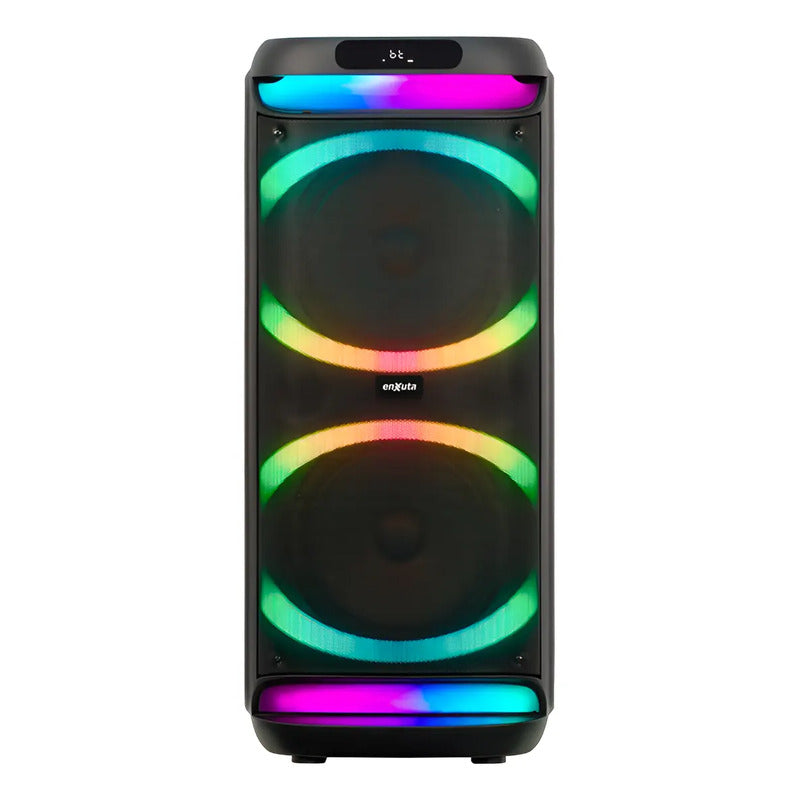Torre De Sonido Portátil Enxuta Con Bluetooth, 2 Woofers De 10  Y 1000w Negro
