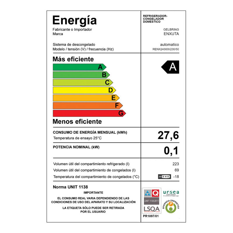 Heladera Enxuta No Frost 292 L