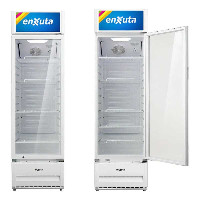 Vitrina Comercial Enxuta 309lts Con Cenefa Led Dimm Color Blanco