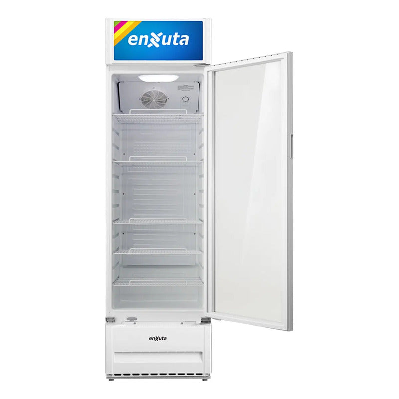 Vitrina Comercial Enxuta 309lts Con Cenefa Led Dimm Color Bl Blanco