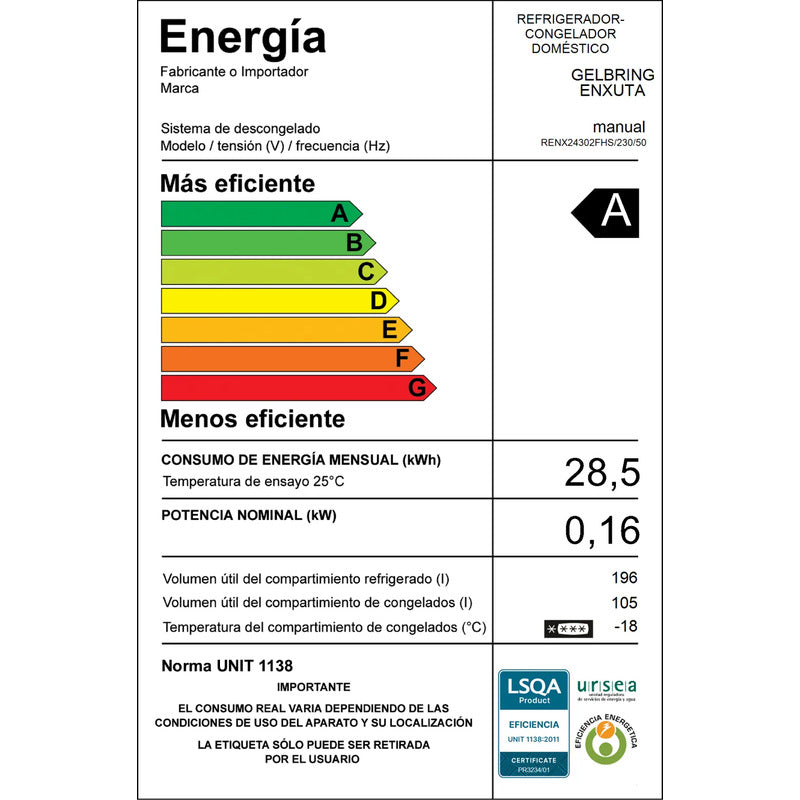 Heladera Enxuta Frío Húmedo 301 L