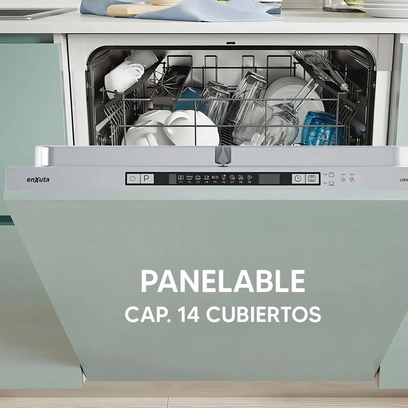 Lavavajillas Enxuta 14 Cubiertos Panelable Inox Color Plateado