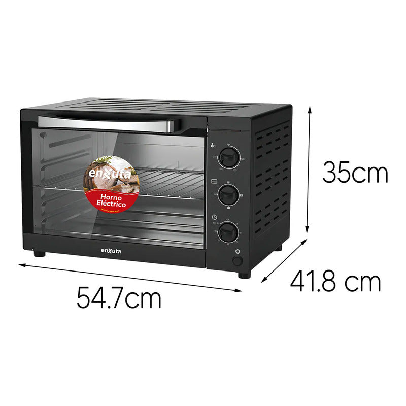 Horno Electrico Enxuta 42lts 1500w Con Accesorios Negro