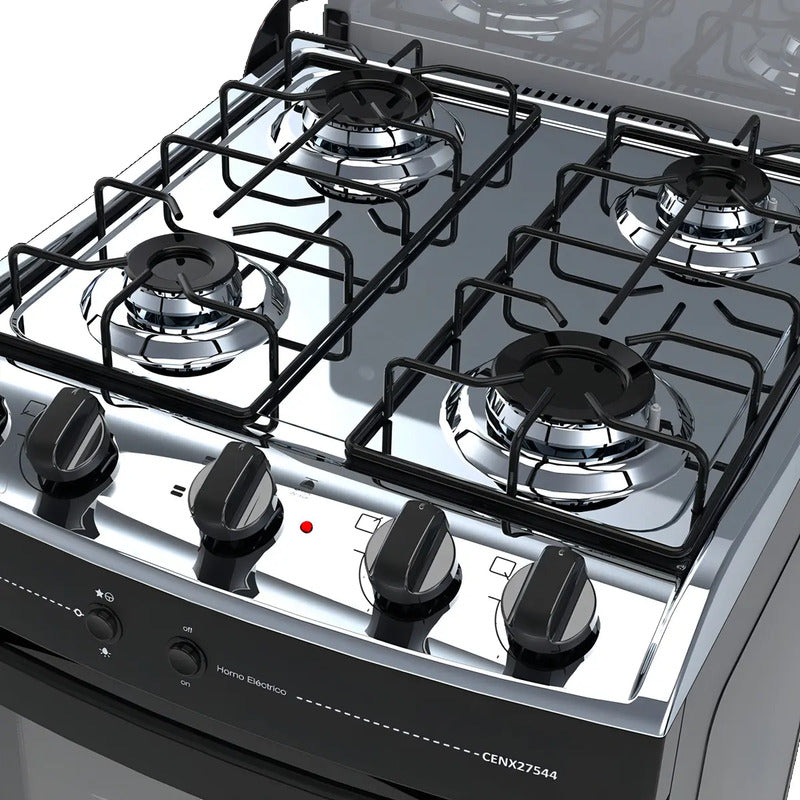 Cocina Enxuta Combinada con Horno Eléctrico 4 Hornallas