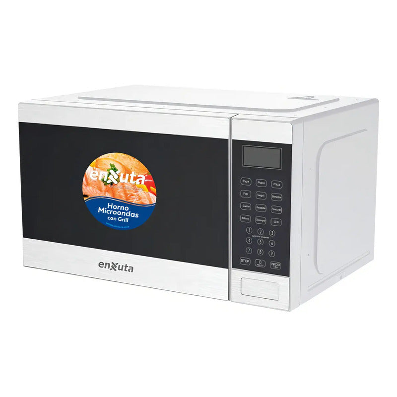 Microondas Enxuta Moenx0325dg-1 Blanco 25l Con Grill Y Puerta Espejada