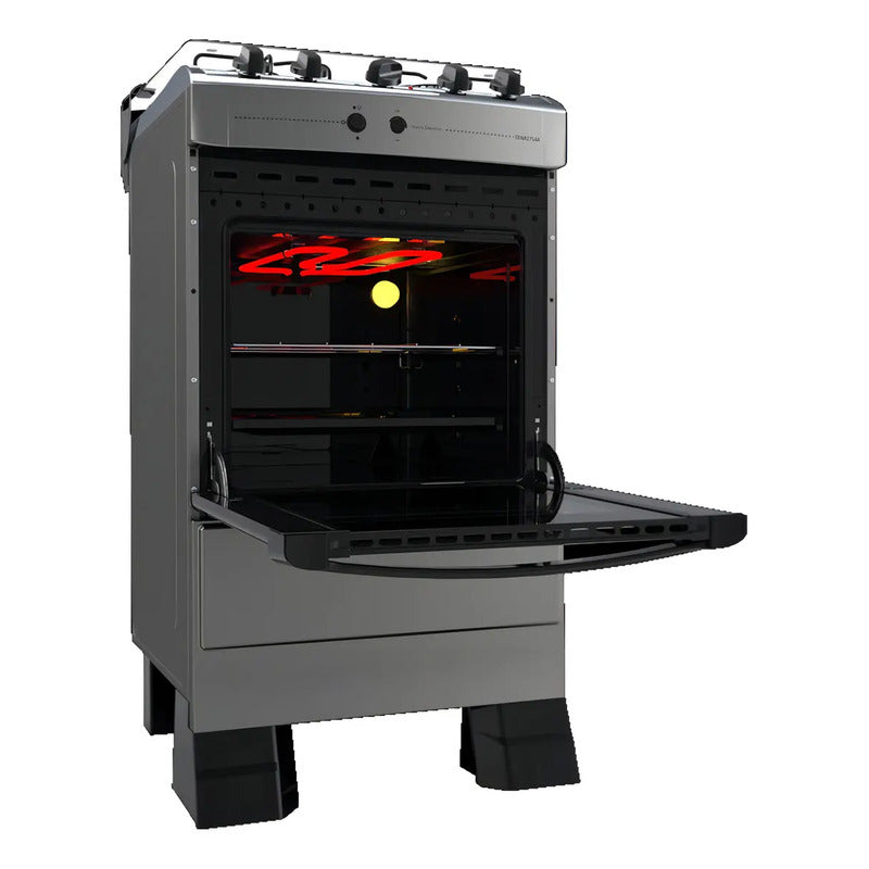 Cocina Supergas 4 Hornallas Titanio Con Horno Eléctrico Y Gr Gris