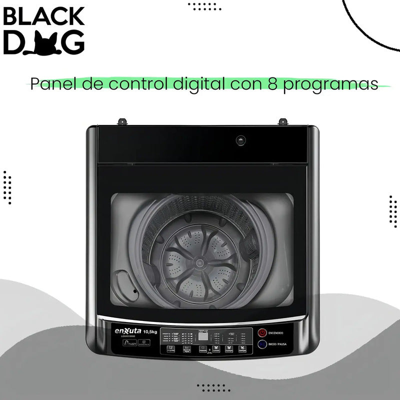 Lavarropas Automático Enxuta Hasta 10.5kg Color Negro