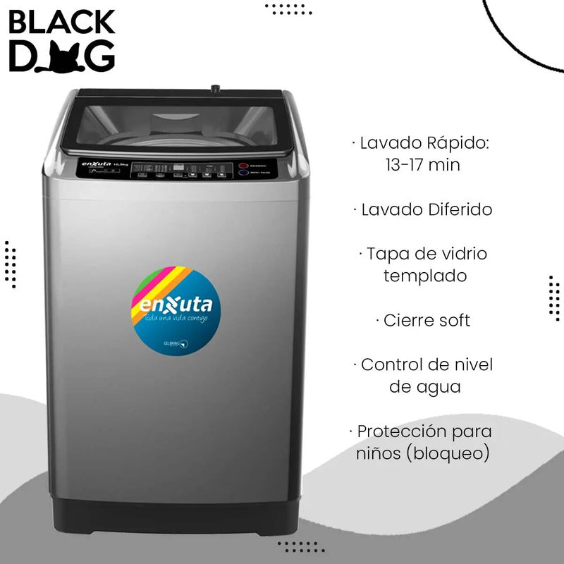 Lavarropas Automático Enxuta Hasta 10.5kg Color Negro
