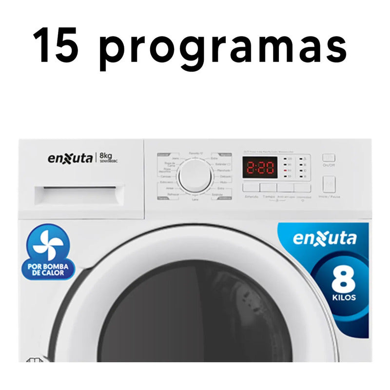 Secarropa Frontal Enxuta 8kg Bomba De Calor Senx980bc Blanco