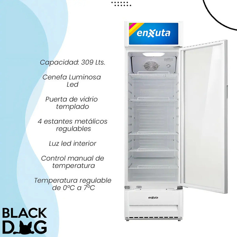 Vitrina Comercial Enxuta 309lts Con Cenefa Led Dimm Color Bl Blanco