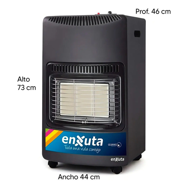 Estufa A Gas Enxuta Eenxgv2 Gris Oscuro Con Válvula De Seguridad Y 3 Niveles De Potencia