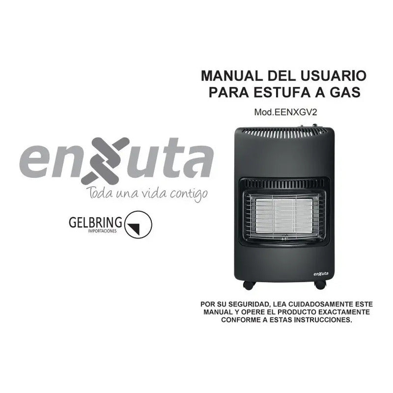 Estufa A Gas Enxuta Eenxgv2 Gris Oscuro Con Válvula De Seguridad Y 3 Niveles De Potencia