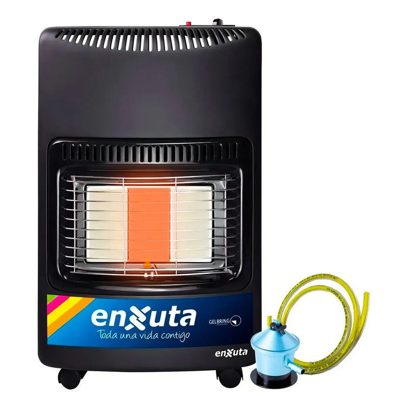 Estufa A Gas Enxuta Eenxgv2 Gris Oscuro Con Válvula De Seguridad Y 3 Niveles De Potencia