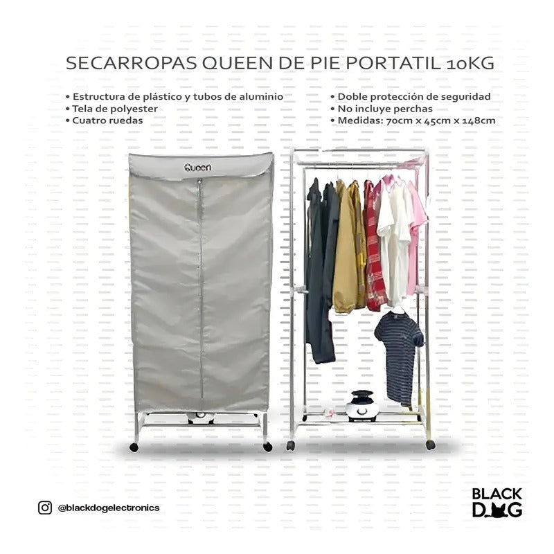 Secarropas De Pie Portátil De 10 Kg Color Beige