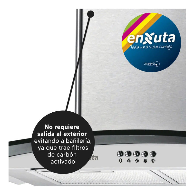 Campana Extractora Enxuta Cssenx136 De Pared Acero Inoxidable 60cm 750m³/h Gris