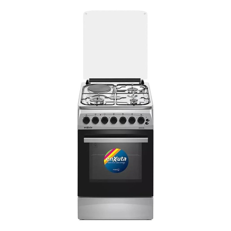 Cocina Enxuta Cenx5546 Multigas 4 Hornallas Acero Inoxidable Y Grill Eléctrico