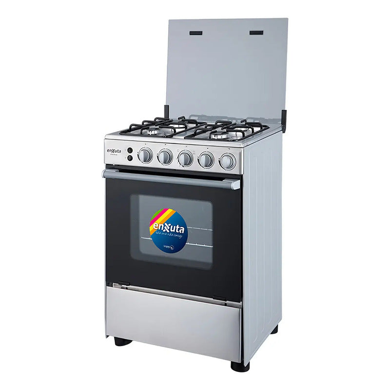 Cocina A Gas 4 Hornallas Enxuta Cenx9604i Inox Grill Superio Color Gris
