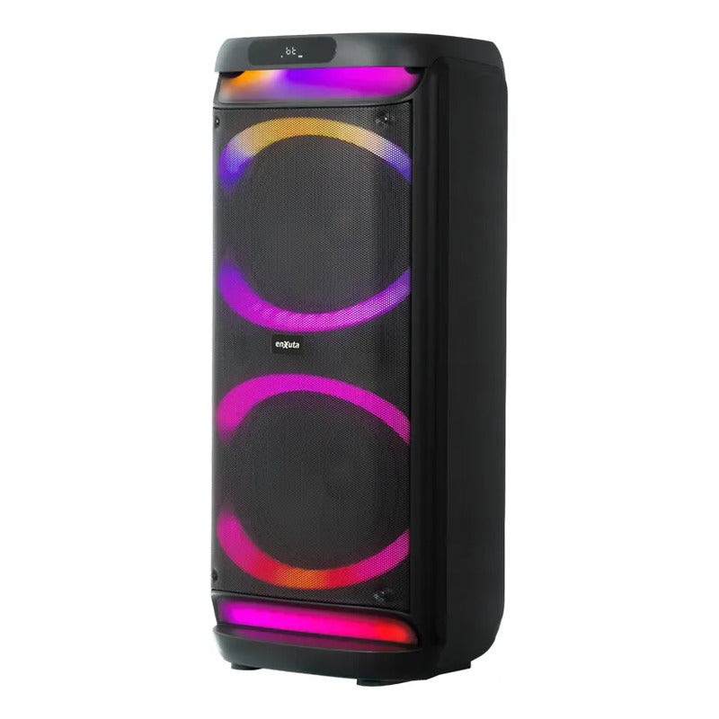 Torre De Sonido Portátil Enxuta Con Bluetooth, 2 Woofers De 10  Y 1000w Negro