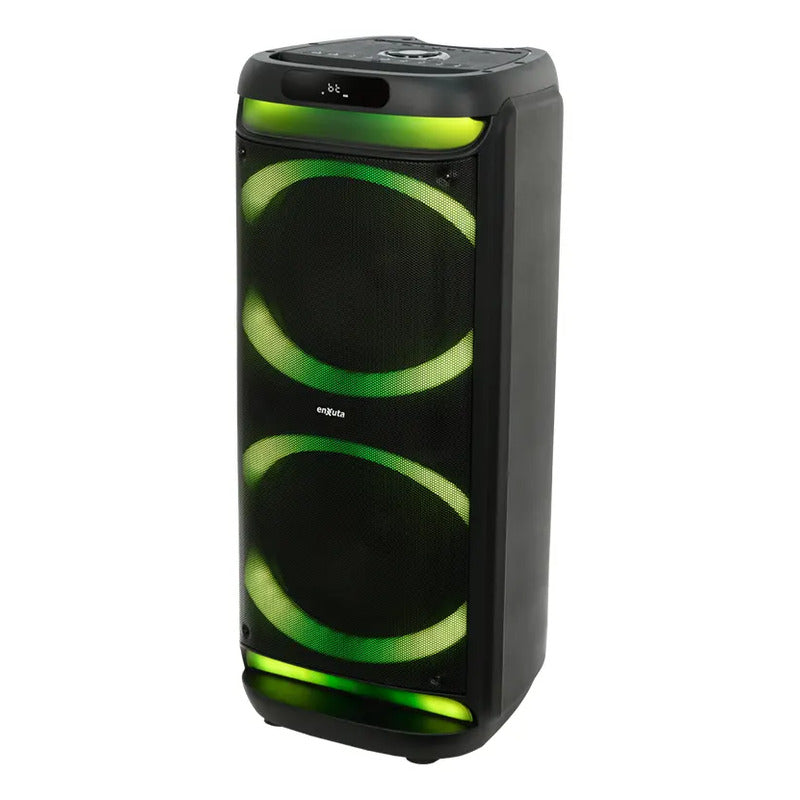 Torre De Sonido Portátil Enxuta Con Bluetooth, 2 Woofers De 10  Y 1000w Negro