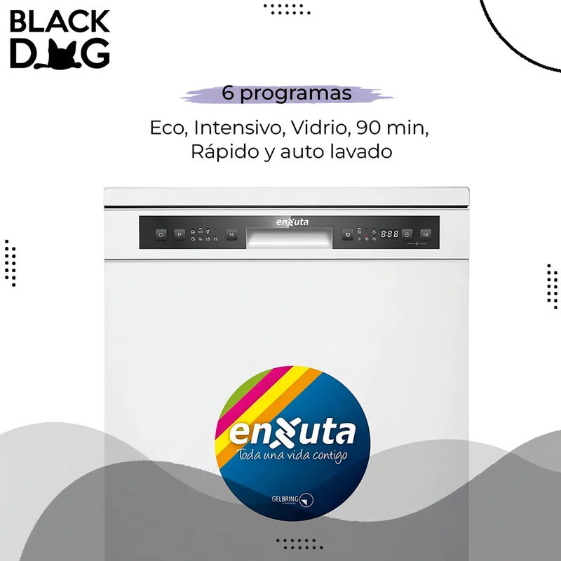 Lavavajillas Enxuta Blanco 13 Servicios 6 Programas Display Led