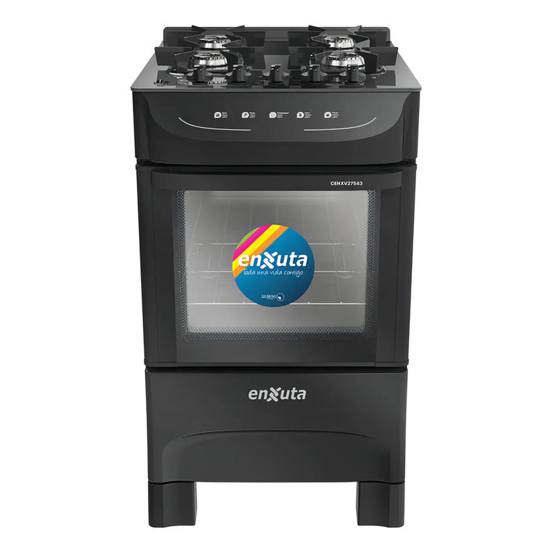 Cocina Supergas 4 Hornallas Negra, Mesada De Vidrio Enxuta Negro