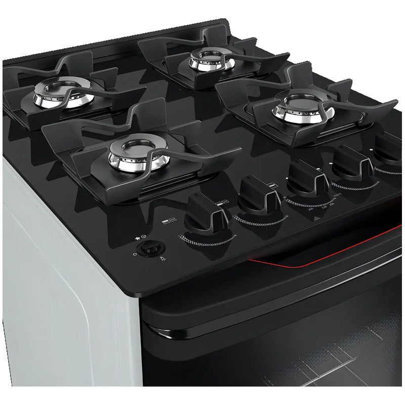 Cocina Supergas 4 Hornallas Blanca, Mesada De Vidrio, Hierro Blanco