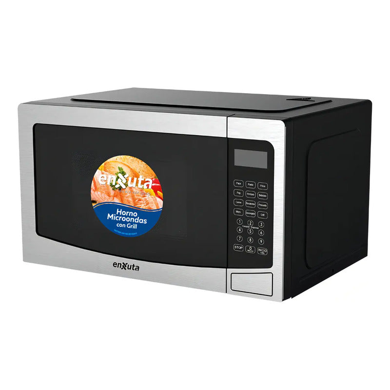 Microondas Enxuta Moenx0330dgi 30l Digital Inox Grill Negro Con Puerta Espejada