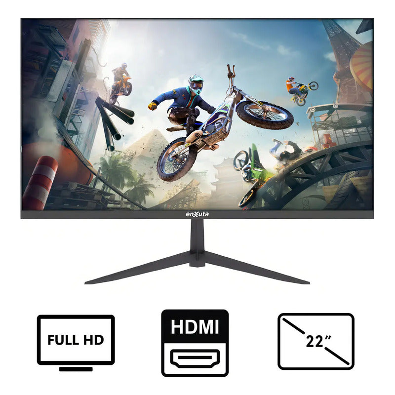 Monitor Enxuta 22 PuLG Full Hd Flat Hdmi Vga Negro