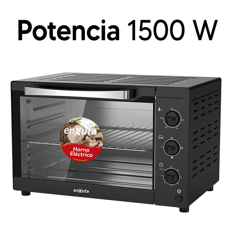 Horno Electrico Enxuta 42lts 1500w Con Accesorios Negro