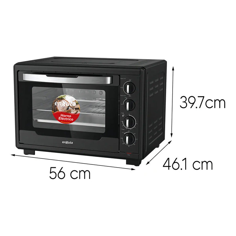 Horno Electrico Enxuta 55lts 2000w Con Accesorios Negro