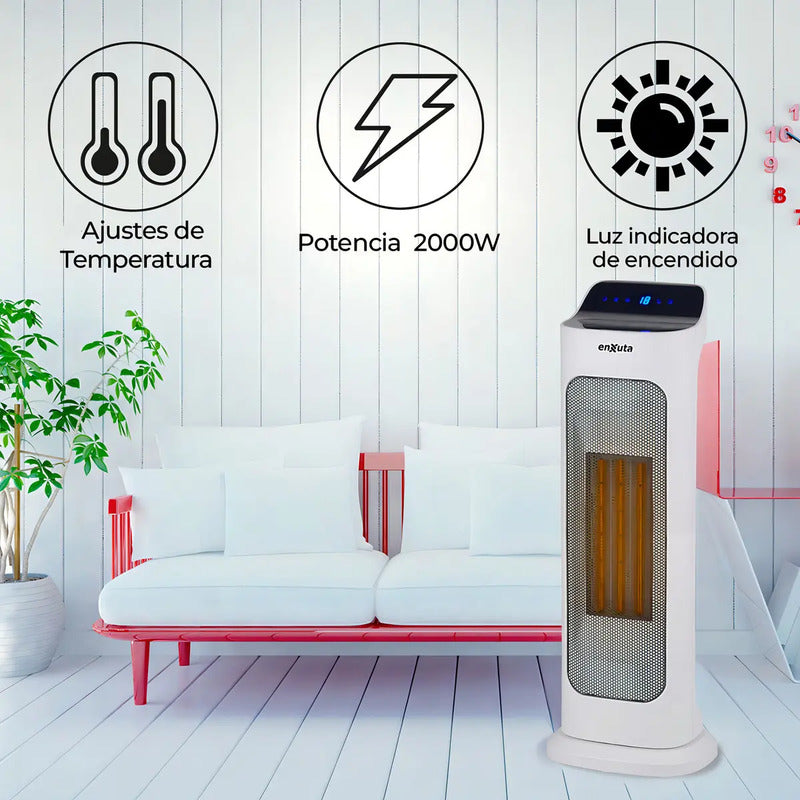 Caloventor Vertical Enxuta 2000w Blanco Termostato Led Oscilante