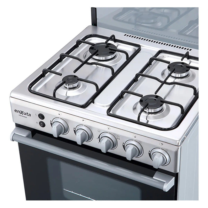 Cocina A Gas 4 Hornallas Enxuta Cenx9604i Inox Grill Superio Color Gris