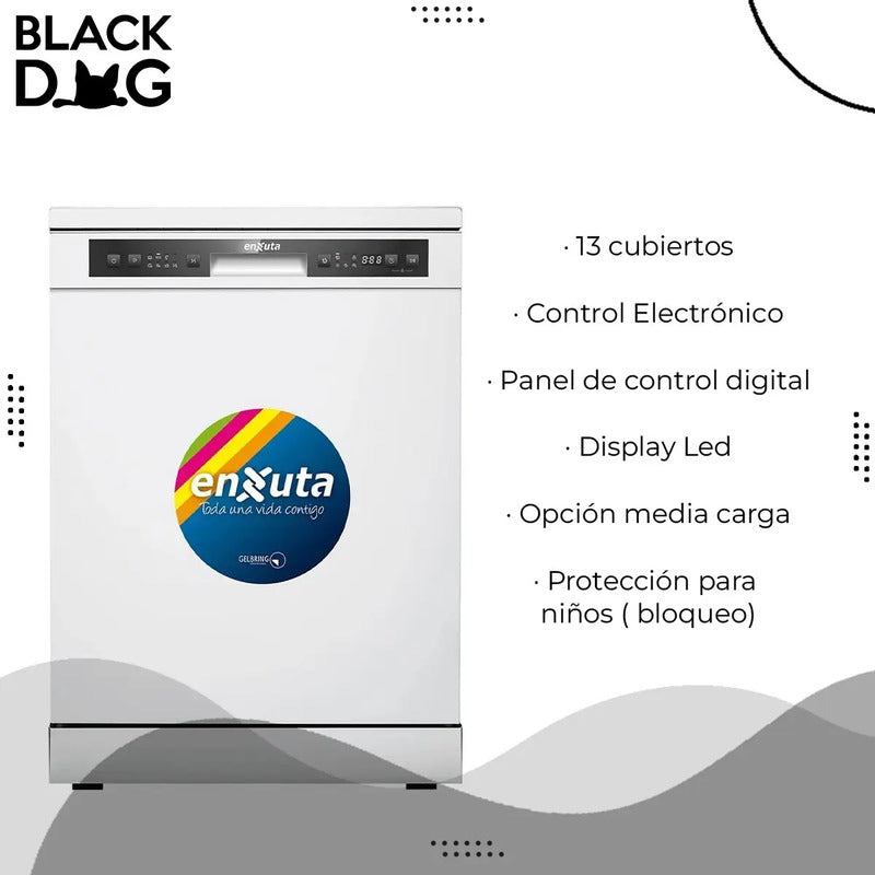 Lavavajillas Enxuta Blanco 13 Servicios 6 Programas Display Led