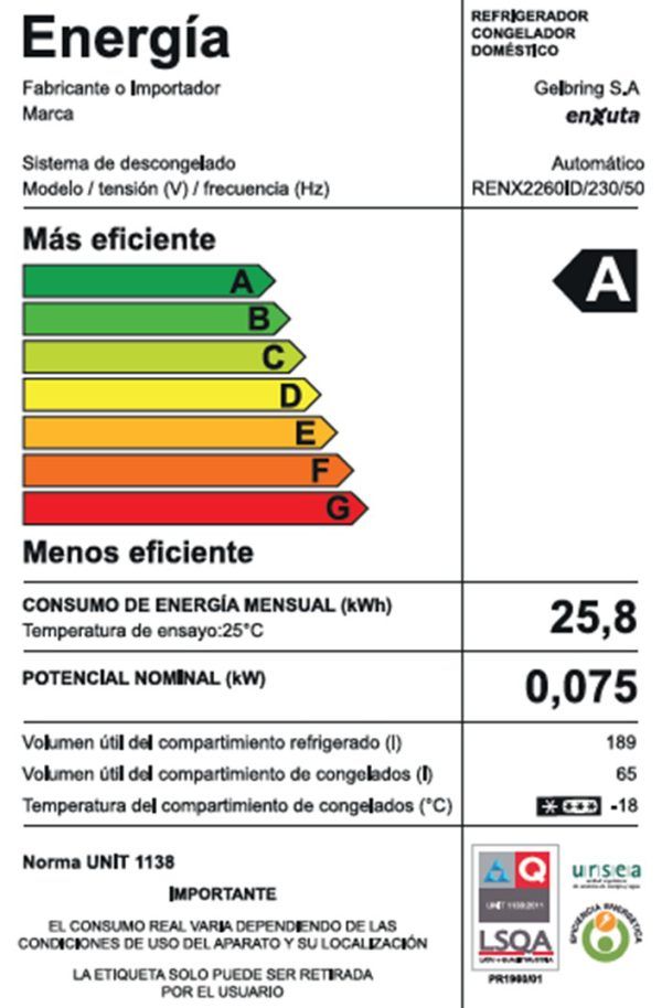 Heladera Enxuta No Frost con Dispensador 258 L