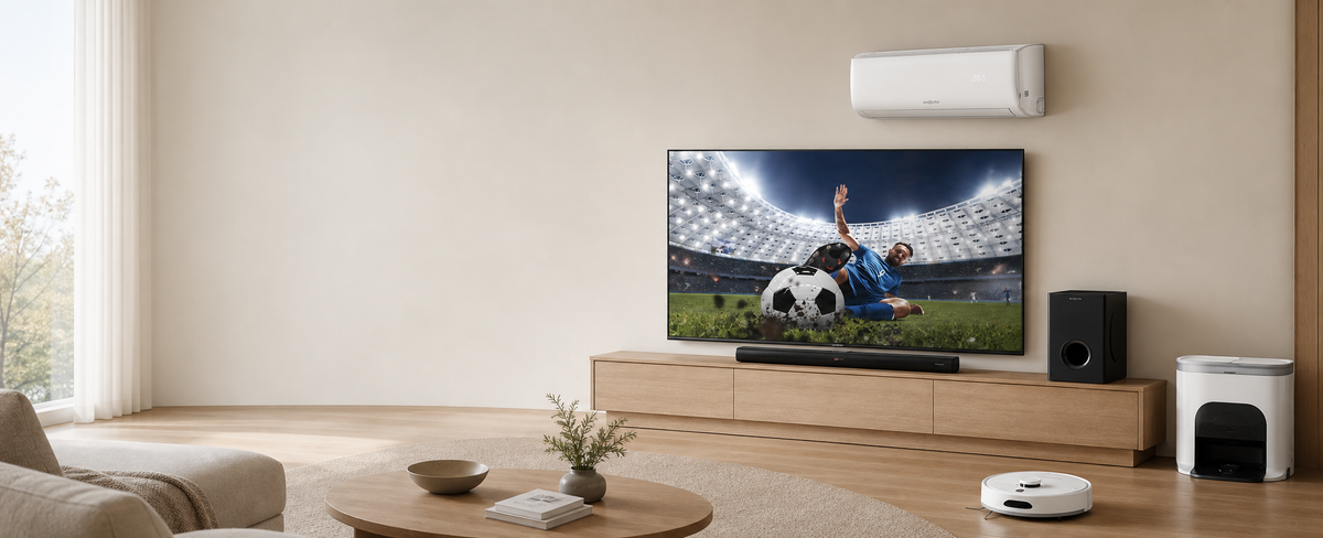 Living contemporáneo con tecnología y climatización de Linova Home