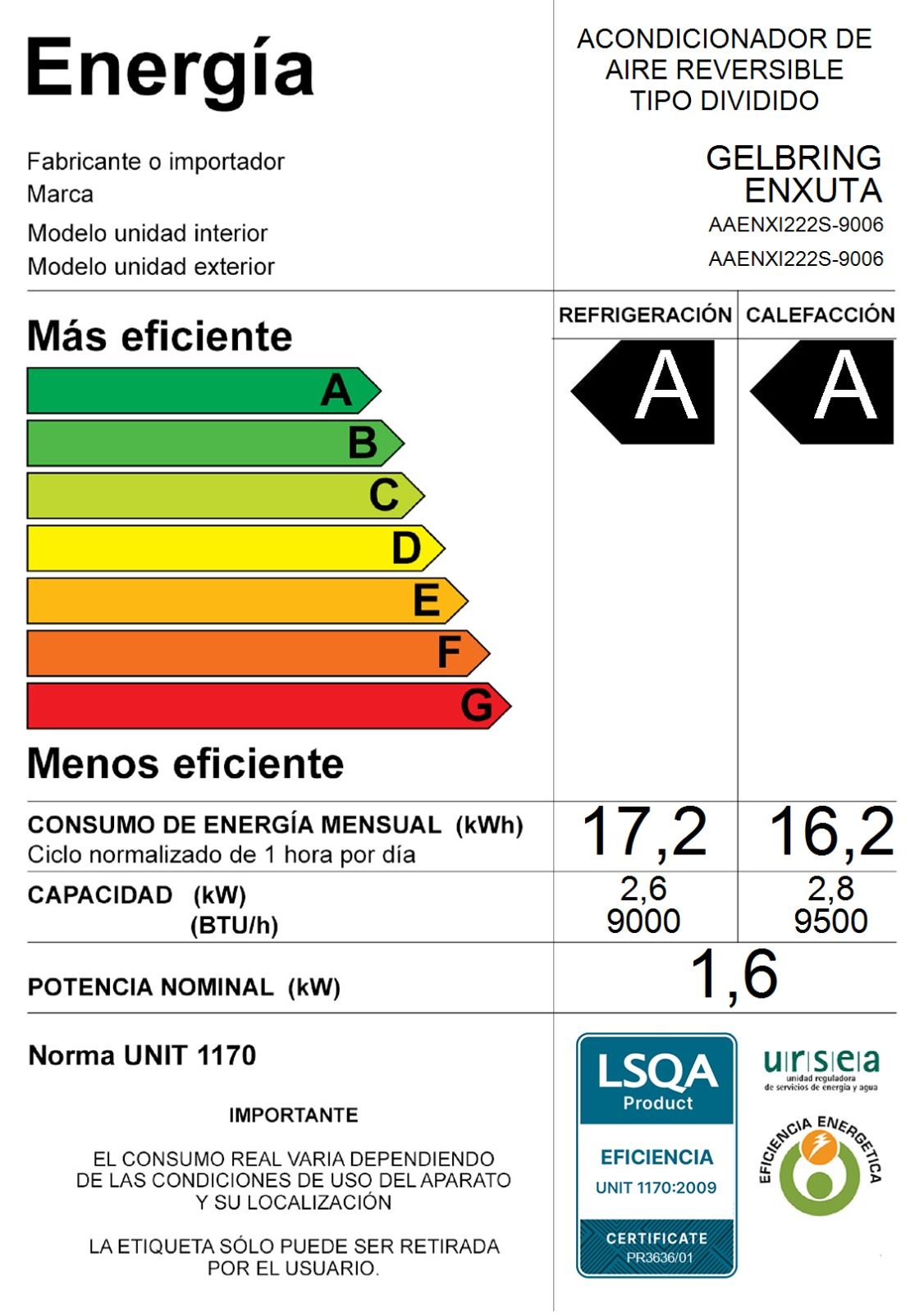 Aire Acondicionado Enxuta Inverter Smart 9.000 BTU Frío/Calor - imagen 4